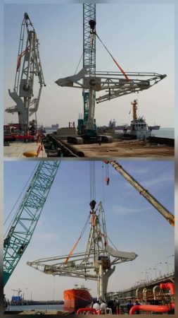 نصب دومین بازوی بارگیری اسکله ۸ بندر پتروشیمی پارس/ تکمیل گام مهم در توسعه تجهیزات بندری