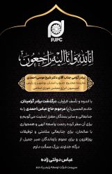 پیام تسلیت دکتر دولتی زاده مدیرعامل شرکت توسعه پلیمر پادجم به مناسبت درگذشت برادر دکتر شیخ موسی احمدی رئیس کمیسیون انرژی مجلس شورای اسلامی؛