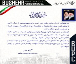 پیام مدیرعامل پتروشیمی بوشهر در محکومیت جنایت رژیم صهیونیستی